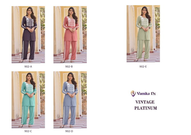 Vintage Platinum By Vamika Nx Rayon Cord Set Ladies Top With Bottom Wholesale Online
